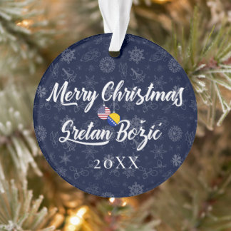 Bosnisch-Amerikaans met aangepast jaar Bilingual Ornament
