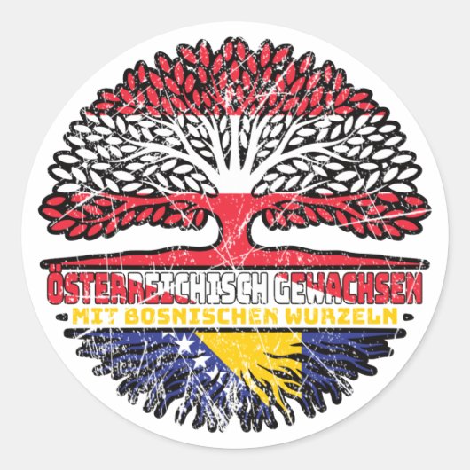 Bosnisch-Österreichisch-Baum Ronde Sticker (Voorkant)
