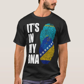 Bosnische en Kazachstaanse mix DNA erfgoed vlag T-shirt