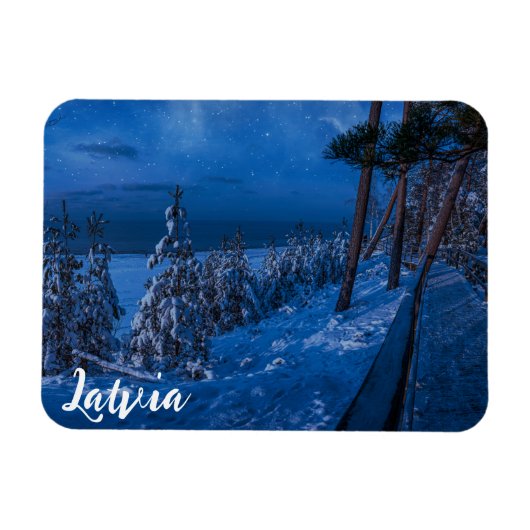 Bospad bij winternachtmagnet magneet (Horizontaal)