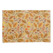 Bospaddenstoelen en herfstflora op oker kussensloop (Voorkant-Rechts)