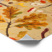 Bospaddenstoelen en herfstflora op oker poster (Hoek)