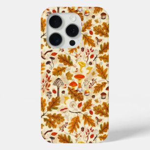 Bospaddenstoelen en herfstflora op room iPhone 15 pro case