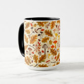 Bospaddenstoelen en herfstflora op room mok (Voorkant links)