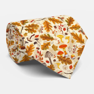 Bospaddenstoelen en herfstflora op room stropdas