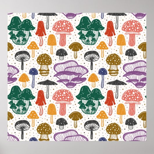 Bospaddenstoelen Ink  Textuur Poster (Voorkant)