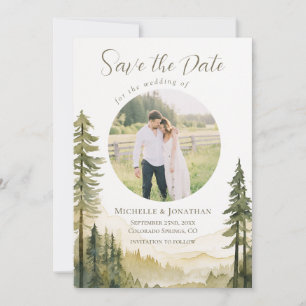 Bospijnbomen foto Christelijke bruiloft Save The Date
