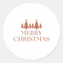 Bosque de Árboles de Navidad con Brillo Oro Rosado Ronde Sticker