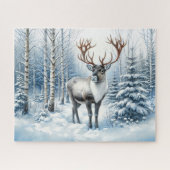 Bosrendier in een winterbos natuurleven legpuzzel (Horizontaal)