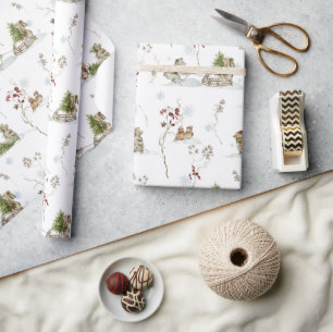Bosrijk Woud Winter Kerstmis Cadeaupapier