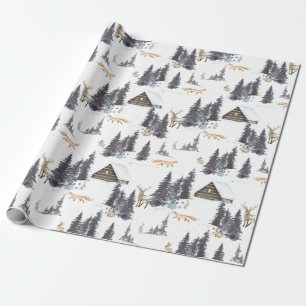 Bosrijke dieren in het patroon van het winterbos cadeaupapier