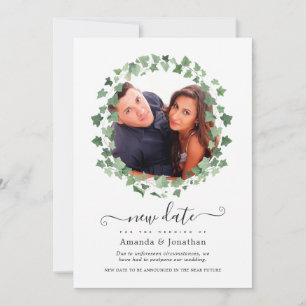 Bosrijke groene wedding nieuwe datum save the date