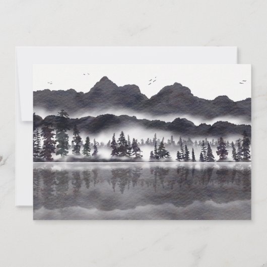 Bosrijke Rustieke Beboste Berg Landschap Bruiloft Save The Date (Achterkant)