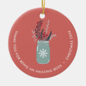 Boss Appreciation Personalized Festive Mason Jar Keramisch Ornament (Voorkant)