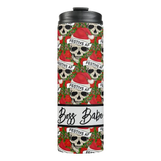 Boss Babe Festive AF Skeleton in het Santa Hat Pat Thermosbeker (Voorkant)