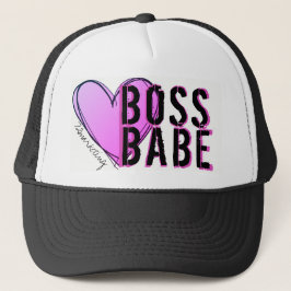 Boss Babe Heart Pink Trucker Hat Dames Diva Girls Pet