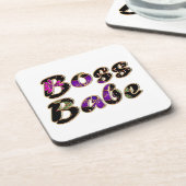Boss Babe in Black Floral Bier Onderzetter (Linkerzijde)