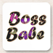 Boss Babe in Black Floral Bier Onderzetter (Voorkant)