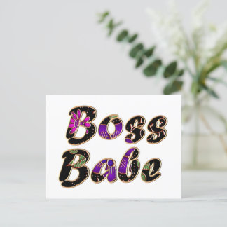 Boss Babe in Black Floral Briefkaart