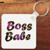 Boss Babe in Black Floral Sleutelhanger (Achterkant)