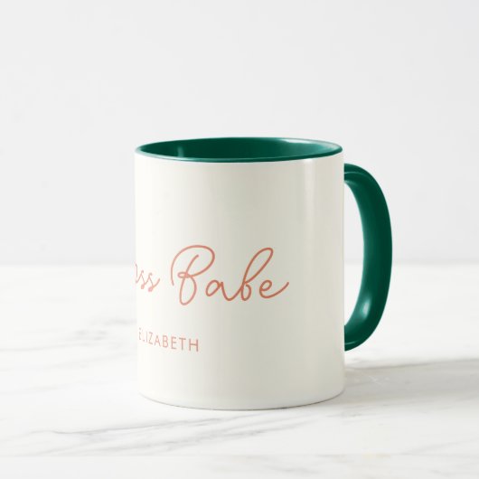Boss Babe Retro nom Customisé Café Mug (Devant droit)