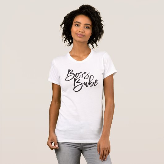BOSS BABE zwart minimaal script trendy werk offert T-shirt (Voorkant volledig)
