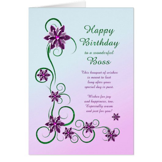 Boss Birthday met Scrolls en Flowers (Voorkant)