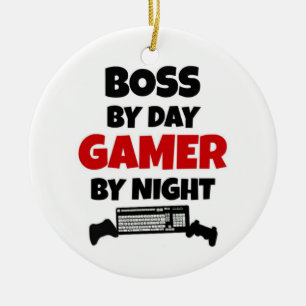 Boss by Day Gamer bij nacht Keramisch Ornament