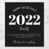 Boss day merci message vin étiquette (Étiquettes simples)