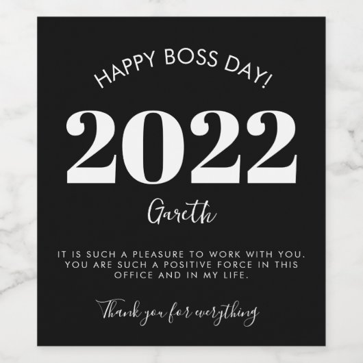 Boss day merci message vin étiquette (Étiquettes simples)