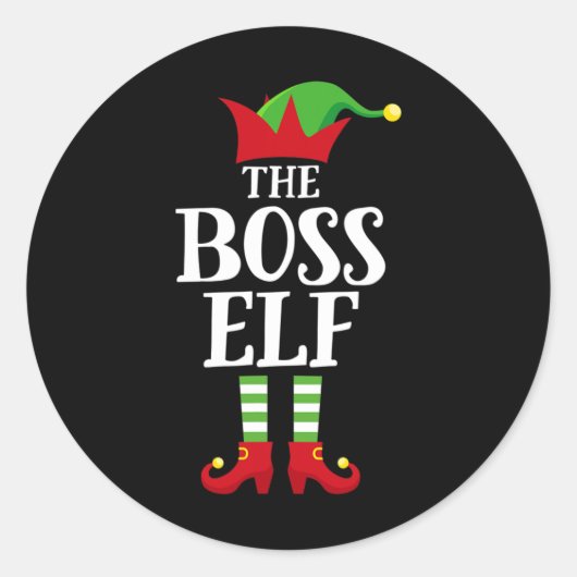 Boss Elf Family Matching Christmas Group Elf Pajam Ronde Sticker (Voorkant)