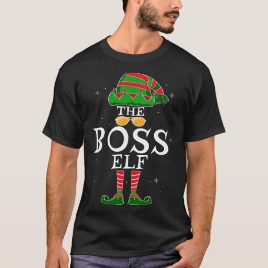 Boss Elf Group Matching Family Christmas Work T-shirt (Voorkant)