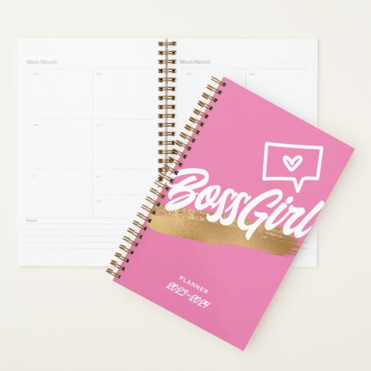 Boss Girl Pink Gold Planner (Devant avec enveloppe)
