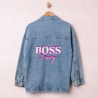 Boss Lady Blanc Et Rose Logo Denim Veste
