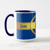 Boss Lady Blue en Yellow Monogram Ringer 15oz Mok (Links)