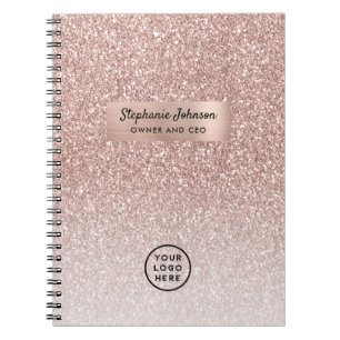 Boss Lady CEO Logo Trendy Roos Gold Glitter Ombre Notitieboek