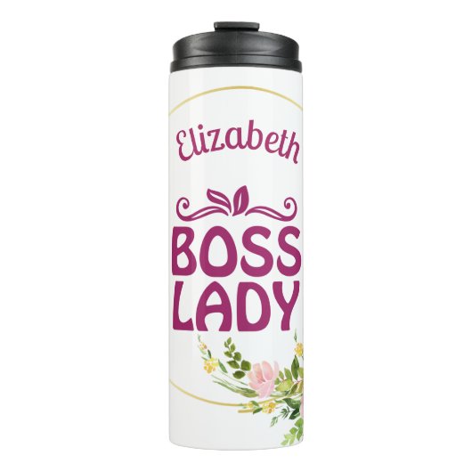 Boss Lady Cool Floral Pink Thermosbeker (Voorkant)
