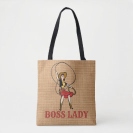 Boss Lady  Cowgirl Git Along Faux Burlap Draagtas