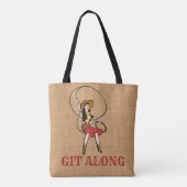 Boss Lady Cowgirl Git Along Faux Burlap Draagtas (Achterkant)