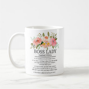 Boss Lady Definition Kantoor Floral Waterverf Koffiemok