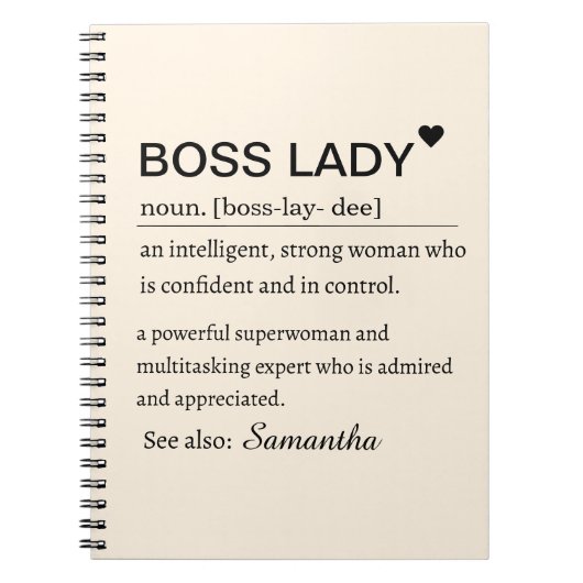 Boss Lady Definition Personalized  Notitieboek (Voorkant)