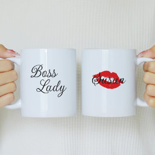 Boss Lady gepersonaliseerde koffie Mok met rode li