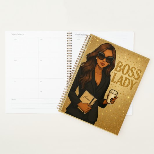 Boss Lady Gold Shimmer Planner (Devant avec enveloppe)