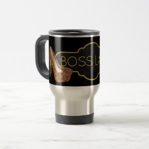 Boss Lady   Hoogte van Chic Gold Glitter Reisbeker