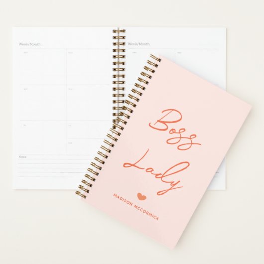 Boss Lady Modern Pastel Oranje script op maat Planner (Display)