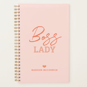 Boss Lady Moderne Rose Orange Script Personnalisé