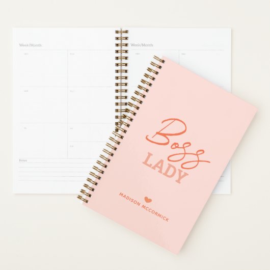 Boss Lady Moderne Rose Orange Script Personnalisé (Devant avec enveloppe)