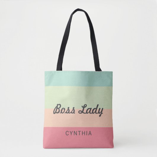 Boss Lady Personalized Monogram Rainbow Cute Draagtas (Voorkant)
