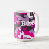 Boss Lady Pink Camo Boisson Voyage Café Mug (Devant droit)