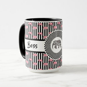 Boss Lady Pink Elephants Ringer 15oz Mok